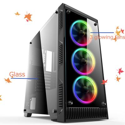 중국 With factory production fan 210-4-FAN ATX research and development desktop audio independent direct mi tempered glass tower usb COOLVIER 판매용