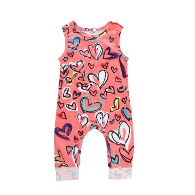 China Summer Newborn Sleeveless Hot Sale Amazon Wish 100% Cotton Cute Baby Print For Girls Romper OEM for sale