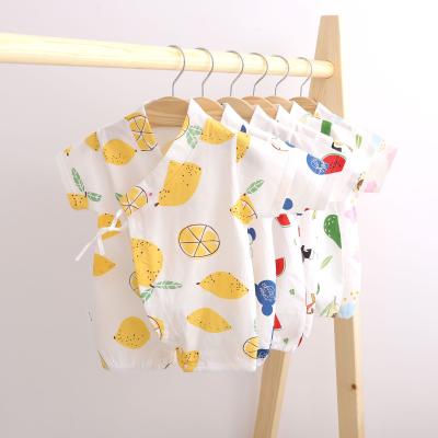 China 100% Combed Cotton Newborn Baby Unisex Summer Short Sleeves Fruit Cute Cartoon Printing Combed 100% Cotton Rompers for sale