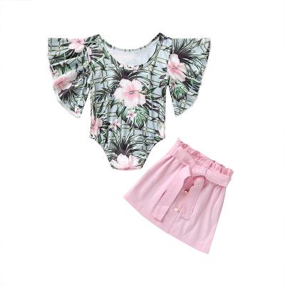 China Summer Popular New Design Babies Pink Floral Print Dress Rompers Suit Factory RTS Milk Silk Clothes for sale