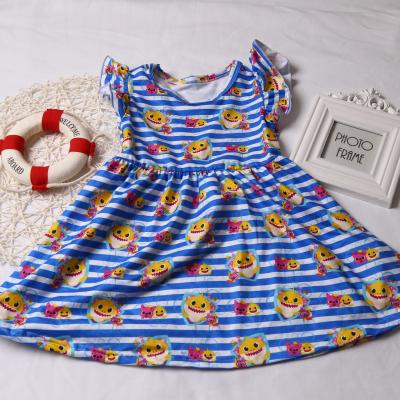 China Washable Children's Girls Print Princess Dress Cute Milk Baby Children Cartoon Silk Clothes for sale