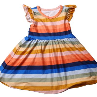 China Fashion Washable Cute Girls Rainbow Prepares Baby Party Short Sleeve Milk Silk Printing Skirt Accept OEM for sale