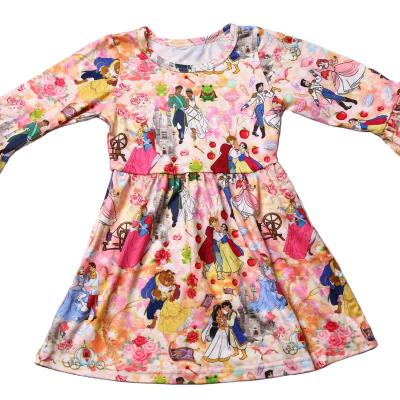 China Summer Washable Newborn Baby Milk Cartoon Print Cute Popular Cotton Silk Princess Dresses Accept OEM for sale