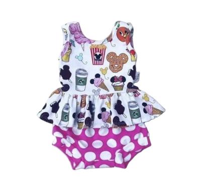 China Babies Toddler Boutique Outfits Cute Soft Polka Dots Ruffles Summer Kids 2pcs Clothing Sets Wholesale for sale