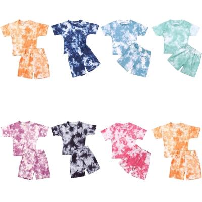 China Toddler Baby Boy Girls Clothing Tie Dye Print Casual O-Neck T-Shirts Shorts Kids Tracksuits OEM for sale