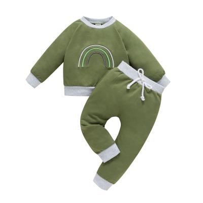 China Autumn New Design Rainbow Boys Casual Sweats Full Sleeves Thick Children Kids Boys Clothing Sets Cotton for sale