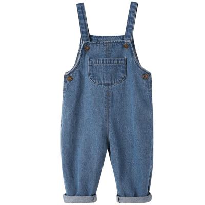 China Baby Boy Denim Overalls Child Solid Jean Bib Pants Infant Jumpsuit Sleeveless Clothing for sale