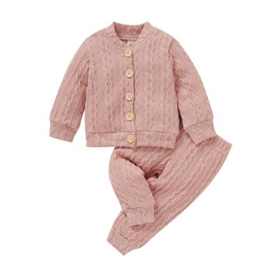 China New western casual candy color sweet children babies prefer sweaters knitted clothing cardigan suit wholesale for sale