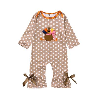 China 100% Milk Silk Cotton Romper Summer Girl Dot Print Thanks Giving Newborn Babies Cotton Polka Dot RTS Clothes for sale