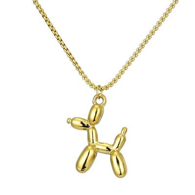 China 2022 Balloon Dog Collars Jewelry 2022 New Trendy Gold Plated Gold Plated Puppy Stainless Steel Animal Chain Necklace For Gift for sale