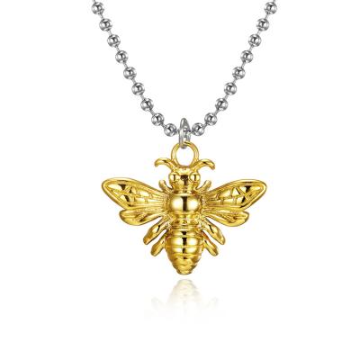 China TRENDY Fashion PVD Gold Filled 316L Stainless Steel Necklaces Honey Animal Bee Rosary Chain Pendant Necklace for sale