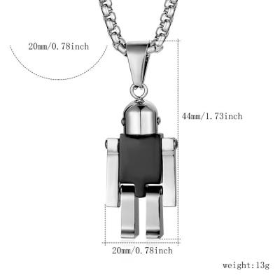 China NEW 2021 Hiphop Stainless Steel Jewelry Necklace Movable High Quality Unisex Robot Personalized Pendant Necklace for sale