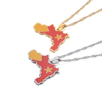 China TRENDY Custom 18K Gold Plated Stainless Steel Chains African Map Pendant Necklace Colorful World Countries Map Necklaces for sale