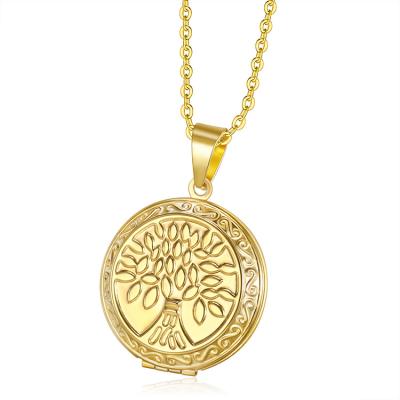 China TRENDY Fashion 18k Gold Plated Stainless Steel Vintage Accessories Tree Of Life Custom Photo Pendant Jewelry Pendant Necklace For Women for sale