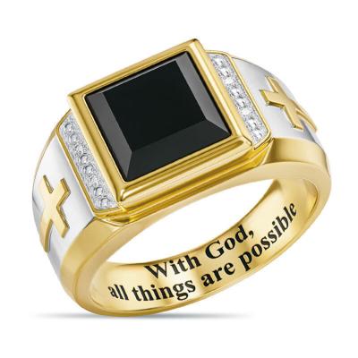 China High Quality Lead Free Nickel Free New Arrive Christian Cross Rhinestone Ring For Men 18k Gold Color Rings for sale