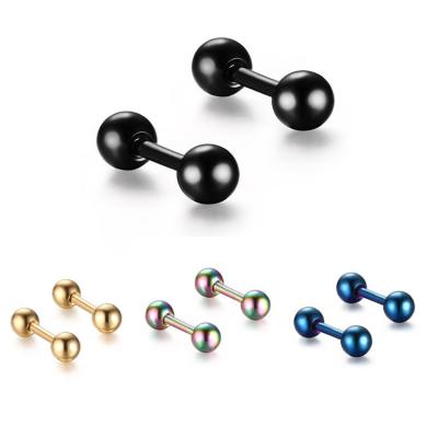 China FASHIONABLE Environmental Titanium Steel Gold Color Piercing Small Round Ball Stud Earrings For Women Men Kids Jewelry for sale