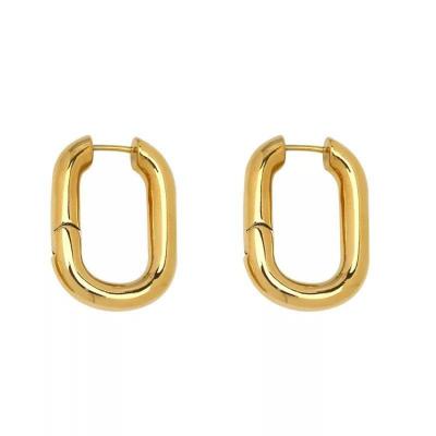 China Retro FASHIONABLE French Modern Thick U-Shape Earring 18K Thick Heavy Gold Plated Geometric U Shape Circle Earrings for sale