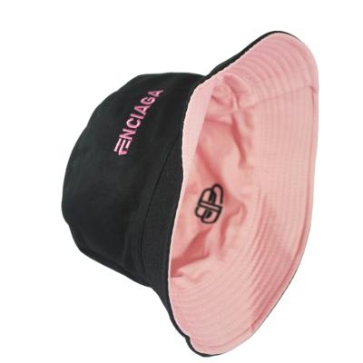 China Sporty Wholesale High Quality Cotton Designer Hats Reversible Double Sided New Bucket Hat Pink for sale