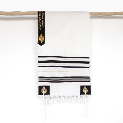 China Polyester Cheapest Wholesale Jewish Tallit Prayer Scarf Due Messiah Scarves For Men And Ladies for sale