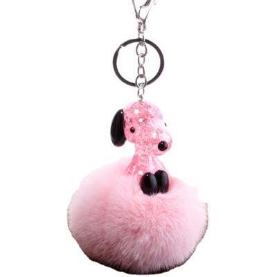 China Promotion Gift Anime Plush Pompom Key Chain Puppy Hair Ball Keychains Bulk Wholesale for sale