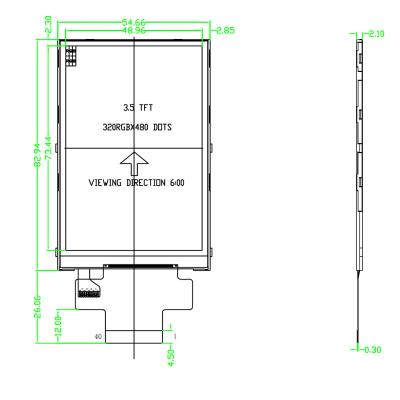 China 3.5 inch 320*480 IPS ST7796S TFT LCD display with MIPI interface 3.5 INCH for sale