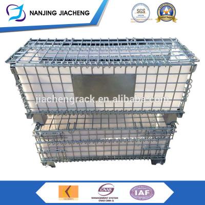 China Collapsible Industrial Stackable Storage Wire Mesh Containers, Galvanized Wire Mesh Container with Wheels, Hot Sale Large Wire Mesh Container for sale