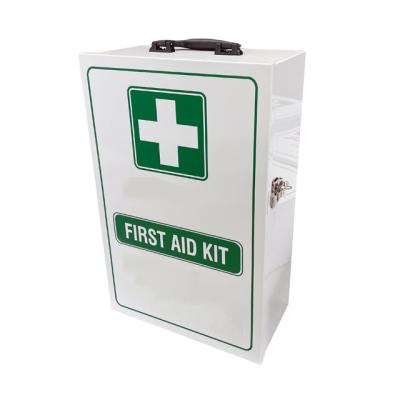 China Large Metal Workplace Empty White 2 Shelf First Aid Cabint With Pocket Medicine First Aid Crate Cardboard Box CE Devices First Aid Manual for sale