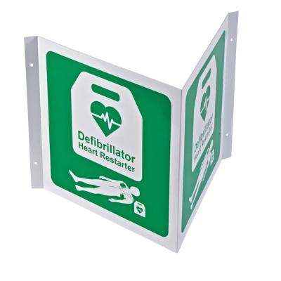 China Plastic / Metal 3D Wall AED V Shape Sign With Custom Logo for sale