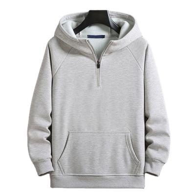 China 8%spandex cotton fleece pullover men's breathable 92% polyester pullover zipper hoodie men's sweatpants jogging quarter sweatshirts for men for sale