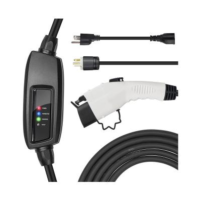 China Modern Level 1-2 EV Charger, 110V-240V 16Amp 25 Feet Charging Cable with NEMA6-20 Plug & NEMA 5-15 Adapter, Portable EVSE Electric for sale