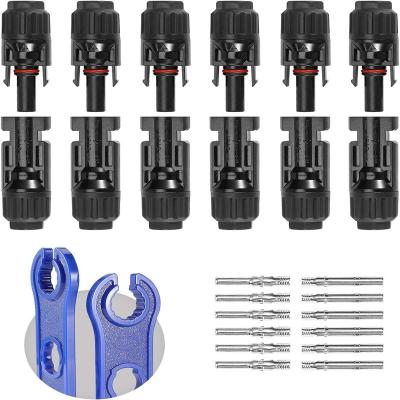 China 12 PCS Solar Connectors with Spanners Solar Panel Cable Connectors 6 Pairs Male/Female(10AWG) D1011 for sale