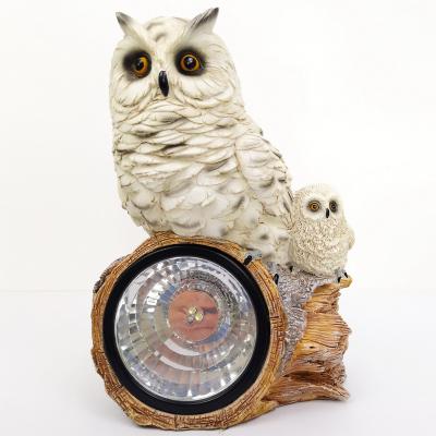 China Owl Yard Garden Poly Resin Outdoor Decorative LED Lantern Rechargeable Lamp Solar Light Animal Ornament Decoration for sale