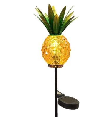 China Solar Lighting Fixture Pineapple Glass Metal Garden Grade Iron Decorative Stake for Park Lawn Patio Garden Outdoor Solar Light Lights for sale