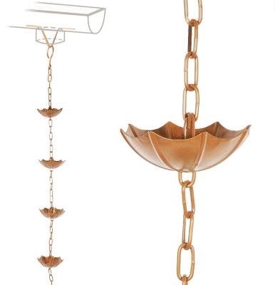 China Modern Metal Umbrella Rain Chain With Hook And Gutter Adapter Copper Rain Gutter Hanging Chain Chain for sale