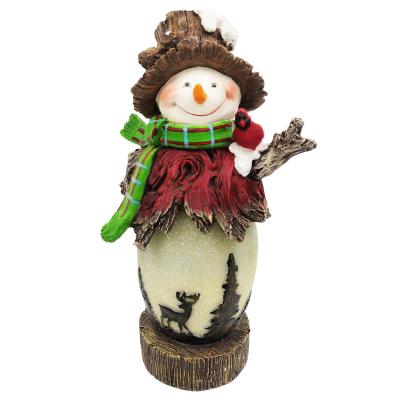 China Poly Resin Christmas Snowman LED Candle Light Holiday Decoration Light Table Light Residential Gift Present for sale