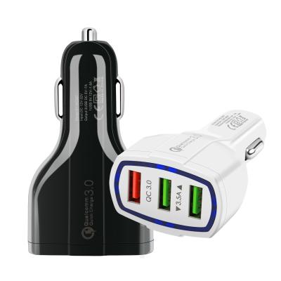 China Factory direct sales conventional multi-function mobile phone 3.5A qc3.0 3usb smart portable car charger new for sale