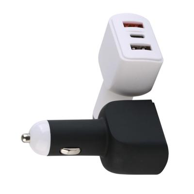 China Conventional Multifunctional Type-C Car Charger QC3 Charger. 0 Three Left Car Fast Charger Charging 3.1A Car USB Fast Charging for sale