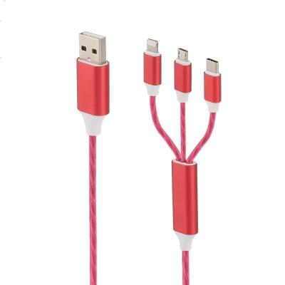 China Magnetic MP3/MP4 Player Charging Fits Apple Android Type-C 3 in 1 Flame Liquid Soft Data Glue Charging Cable for sale