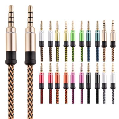 China Car factory direct sales 1.5m 3m audio cable braided 3.5MM male to AUX audio. male nylon cable car pair check-in for sale