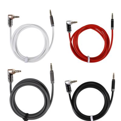 China Factory direct sales 1.2m male 3.5mm to 3.5mm elbow to car audio aux cable. male speaker audio for sale