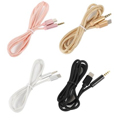 China Car factory direct sales type-c to 3.5mm AUX car earphone adapter audio cable. braided with 4 poles for sale