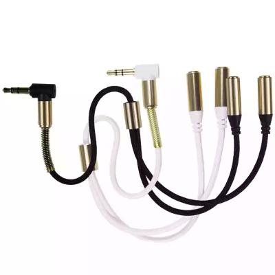 China Factory direct sales car 3.5mm one--two to braided couples cable audio splitter one--two to adapter audio splitter audio cable for sale