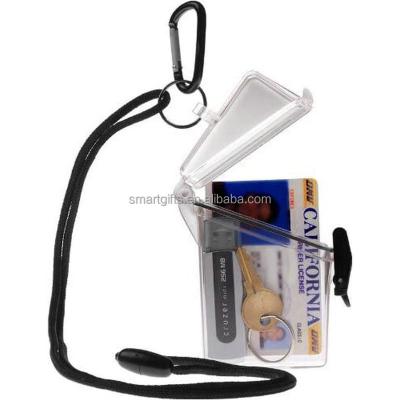 China Fashion Lockable Waterproof Clear ID Card Holder Card Case with Neck Rope for sale