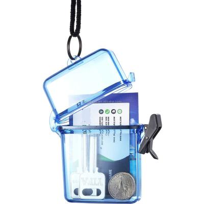 China Hard Plastic 5 Colors Waterproof Floating Case Id Card Badge Holder Sports Case Locker With Hanging Ring And Rope for sale