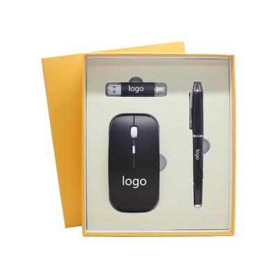 China Luxury 3pcs Pen Business Gift Set Mouse USB Luxury Gift Box for Promotion for sale