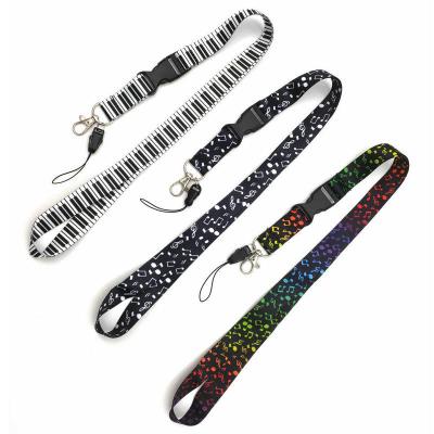 China Sporty Style Piano Musical Note Lanyards Key Chain Long Neck Phone Ties Lanyard Key Chain for sale