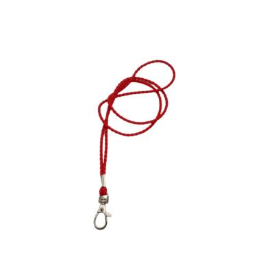 China Promotion Fashion Neck ID Badge Holder Braded Soft Leather Lanyard With Clasp for sale