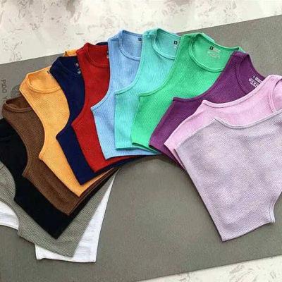 China Fashionable Used Clothing Jerry  2023 new  Wholesale Cropped Women's Solid T-shirt Tank Top Seamless Streetwear Stretch Rib Knit Sleeveless Casual Tank To for sale