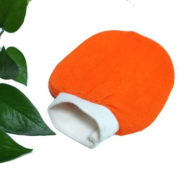 China EXFOLIATE Round Custom Dead Skin Remover 100% Viscose Fiber Tanning Gloves Logo Skin Care Bath Rubbing Rubbing Gloves for sale