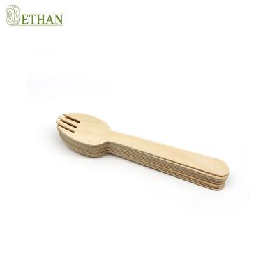 China Convenient 140 mm Spork Wooden Spoon for sale